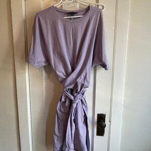 Eloquii Cross Front Flutter Sleeve Dress - lavender/pastel purple size 16